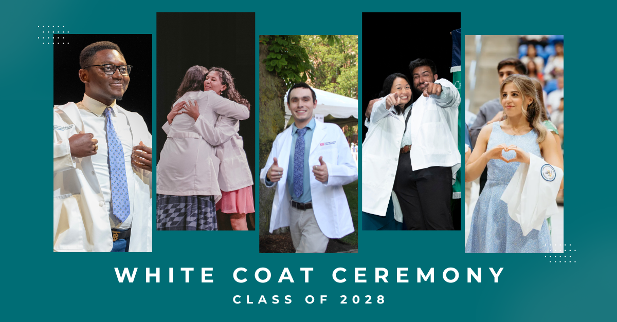 Collage of students accepting their coats
